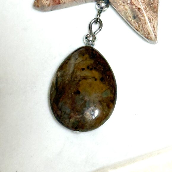 2/$20, Earthy Crazy Lace Agate Star Necklace, Genuine Gemstone Cord Necklace - Picture 6 of 14
